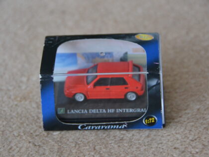 Model - Lancia Delta HF. 1/72 scale. Red livery.